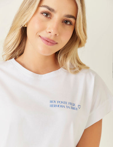 T-Shirt "𝑃𝑜𝑛𝑡𝑒 𝑓𝑒𝑙𝑖𝑧"- Blanco