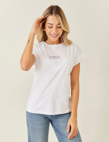 T-Shirt "𝑇𝑒𝑛 𝑝𝑎𝑐𝑖𝑒𝑛𝑐𝑖𝑎" - Blanco