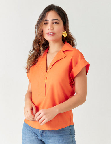 Blusa Poplin - Naranja