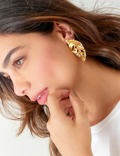 Aretes Leaf - Dorado